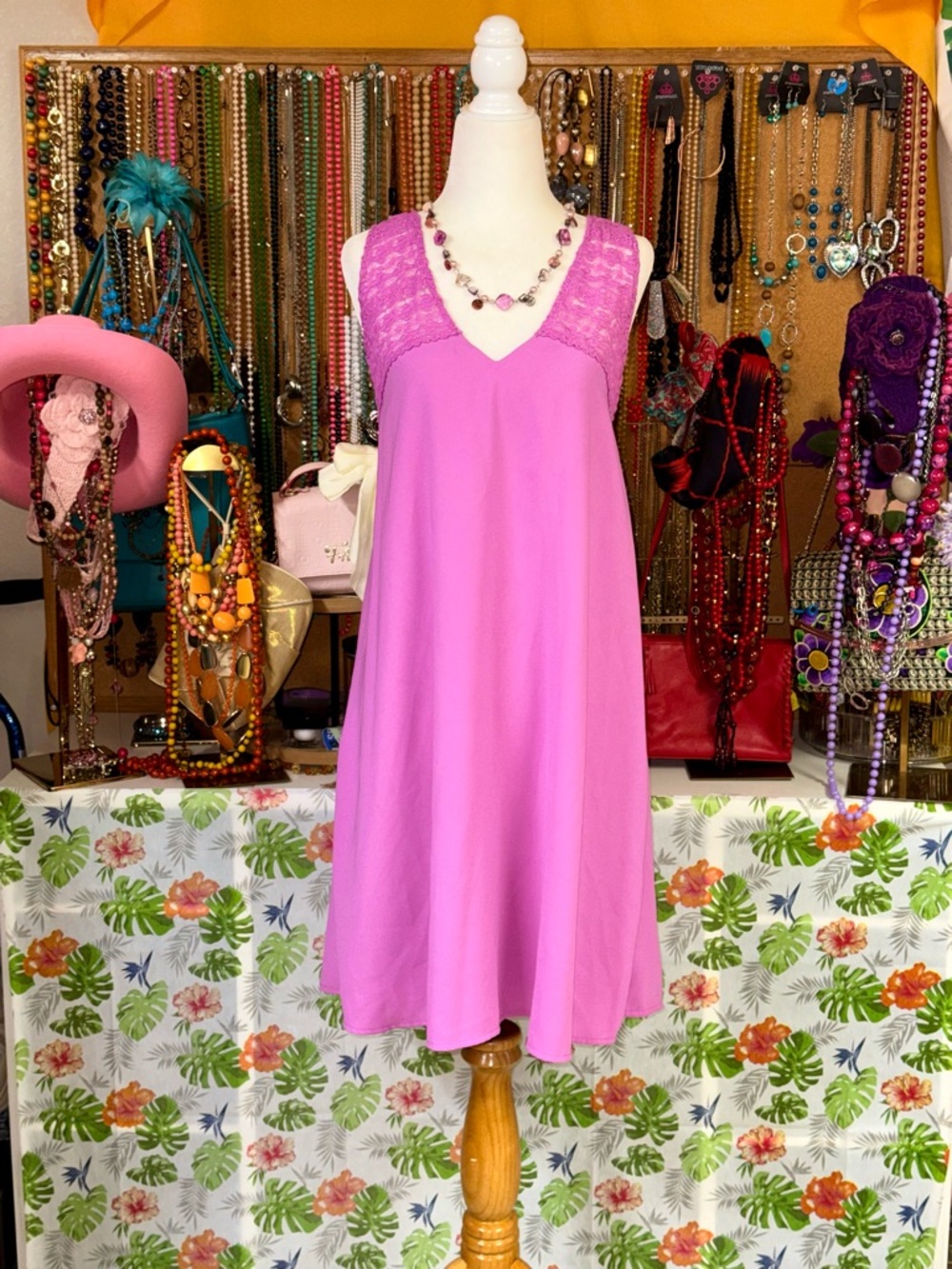 GB Mini Dress Womens Lace Yoke Sleeveless - NWT - XL